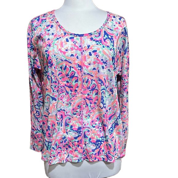Lilly Pulitzer Tops - Lilly Pulitzer Women's Luxletic Pink Paisley Long Sleeve Top Size S - EUC
